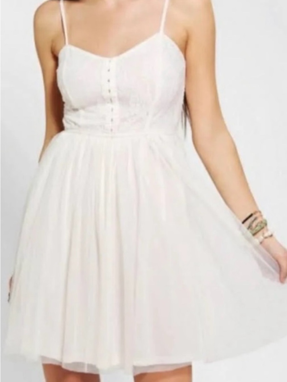 Urban Outfitters White Spaghetti Strap Tuile dress